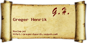 Greger Henrik névjegykártya